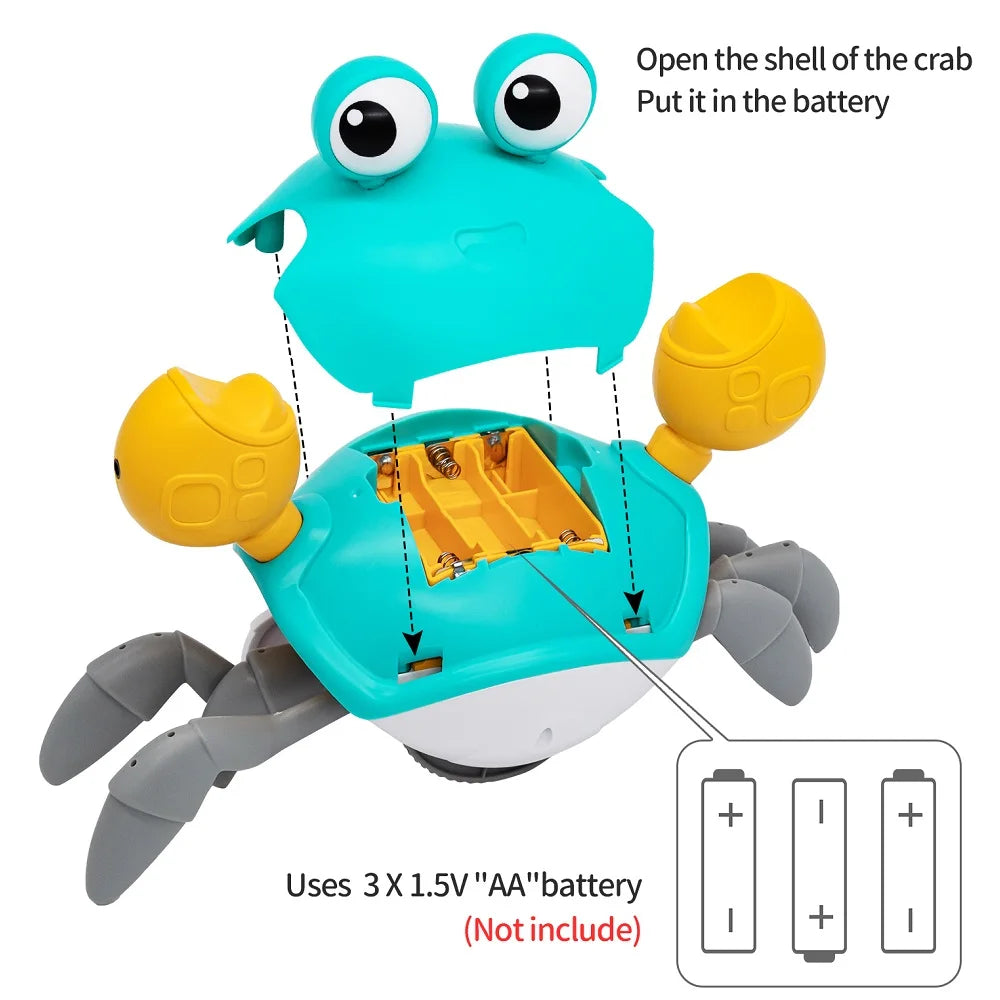 Battery-Powered Dancing Crab Runaway Toy – Interactive Crawling Fun for Babies/Pets
