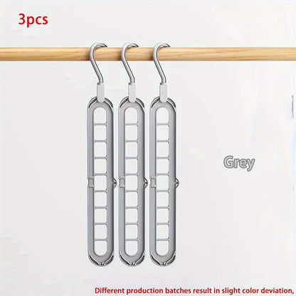 3pcs Foldable 9-Hole Heavy-Duty Space-Saving Clothes Hangers
