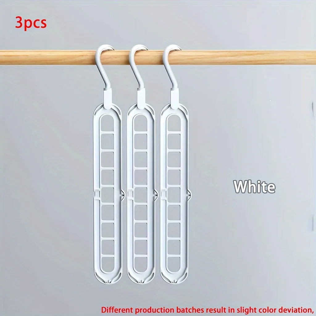 3pcs Foldable 9-Hole Heavy-Duty Space-Saving Clothes Hangers