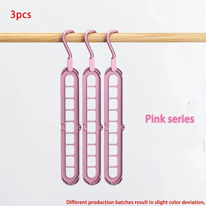 3pcs Foldable 9-Hole Heavy-Duty Space-Saving Clothes Hangers