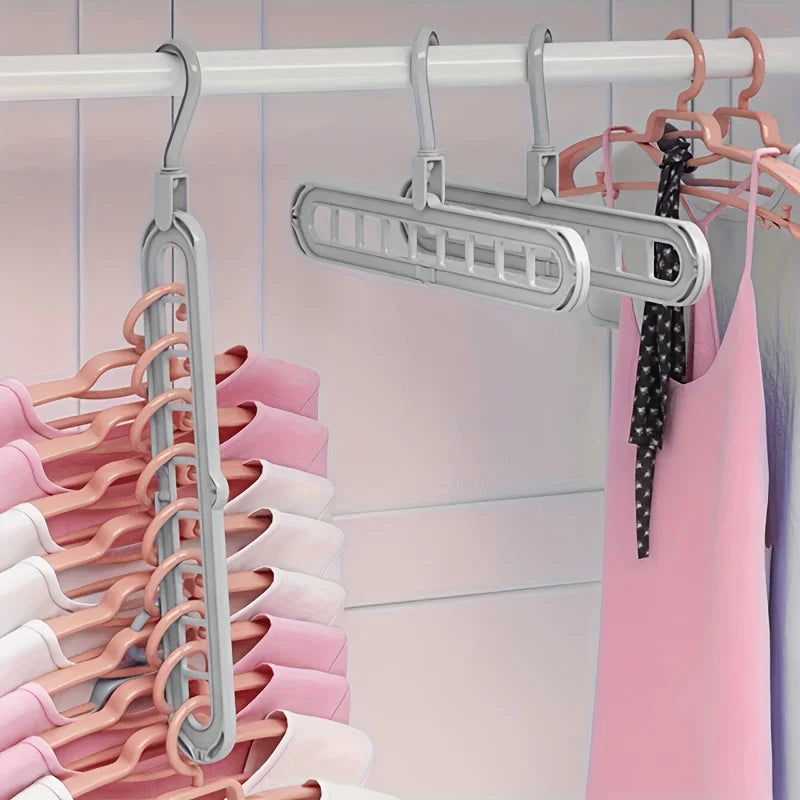 3pcs Foldable 9-Hole Heavy-Duty Space-Saving Clothes Hangers